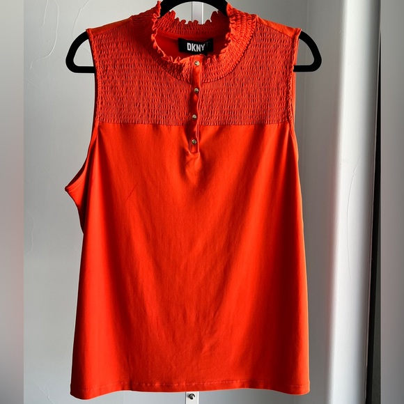 Dkny Tops - DKNY - High Neck Sleeveless Orange Blouse